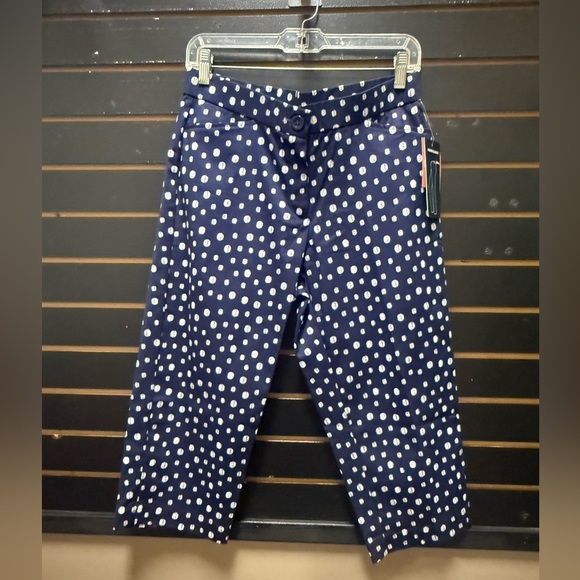 Coral Bay Pants - NWT Coral Bay Petite Polka Dot Capris Pull On Pants 8P Navy White